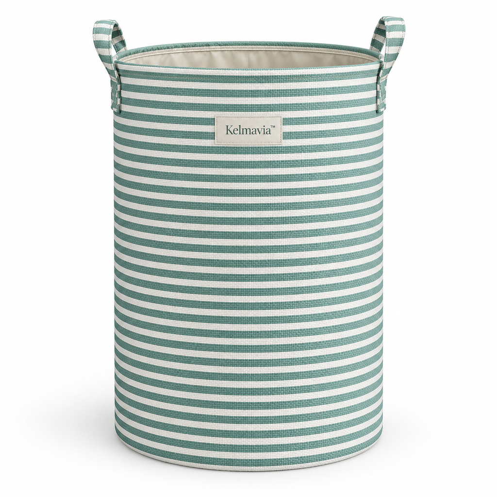 Kelmavia™ Sage Stripe Laundry Hamper