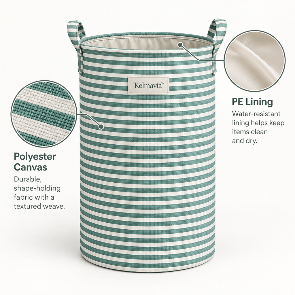Kelmavia™ Sage Stripe Laundry Hamper