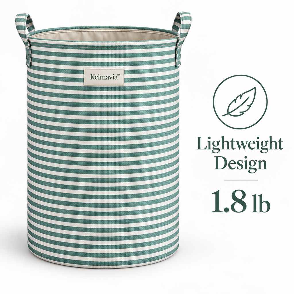Kelmavia™ Sage Stripe Laundry Hamper
