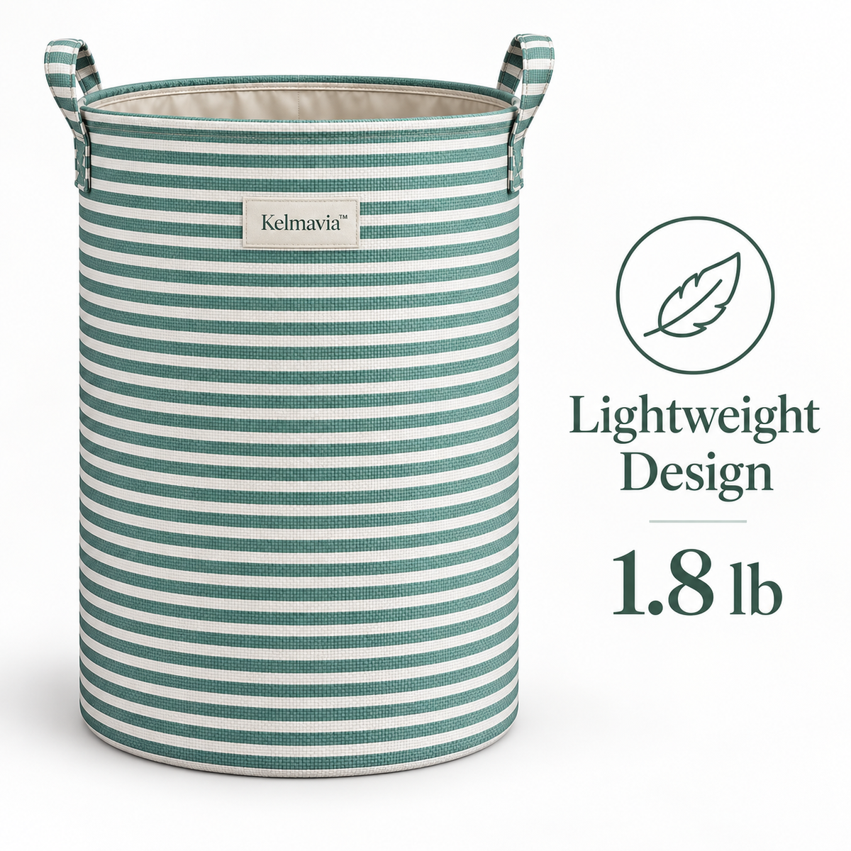 Kelmavia™ Sage Stripe Laundry Hamper