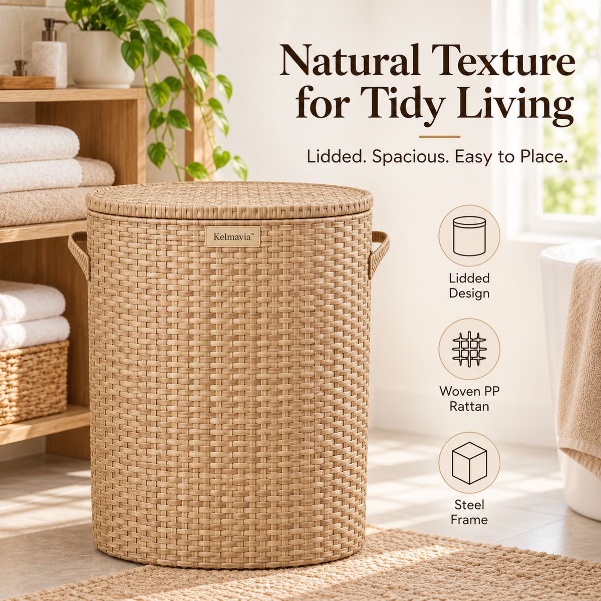 Kelmavia™ Sandweave Lidded Hamper