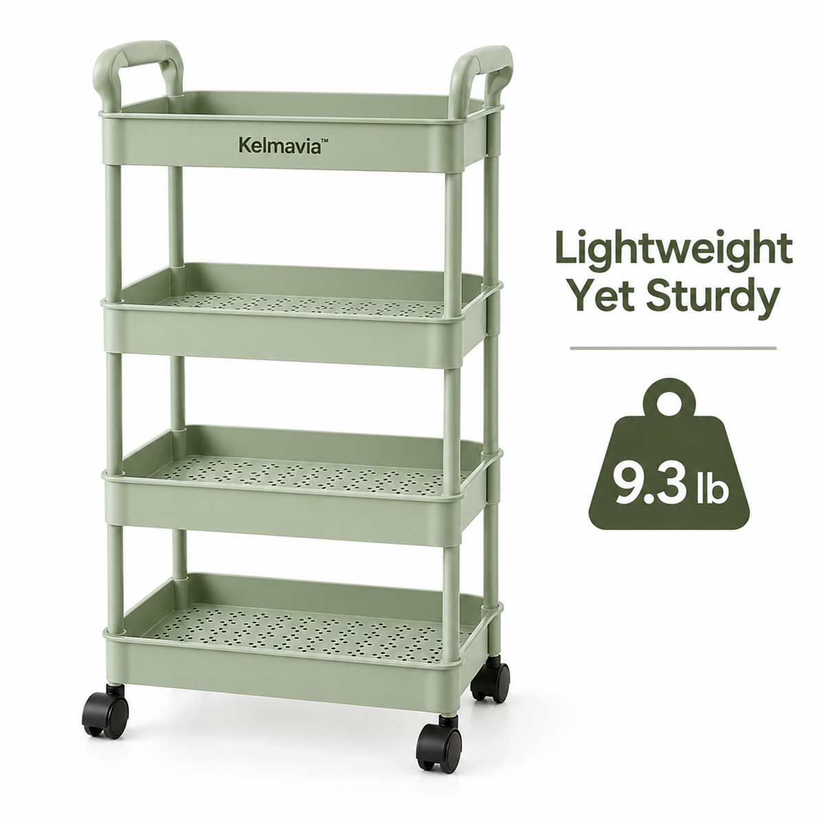 Kelmavia™ Sage Four-Tier Utility Cart