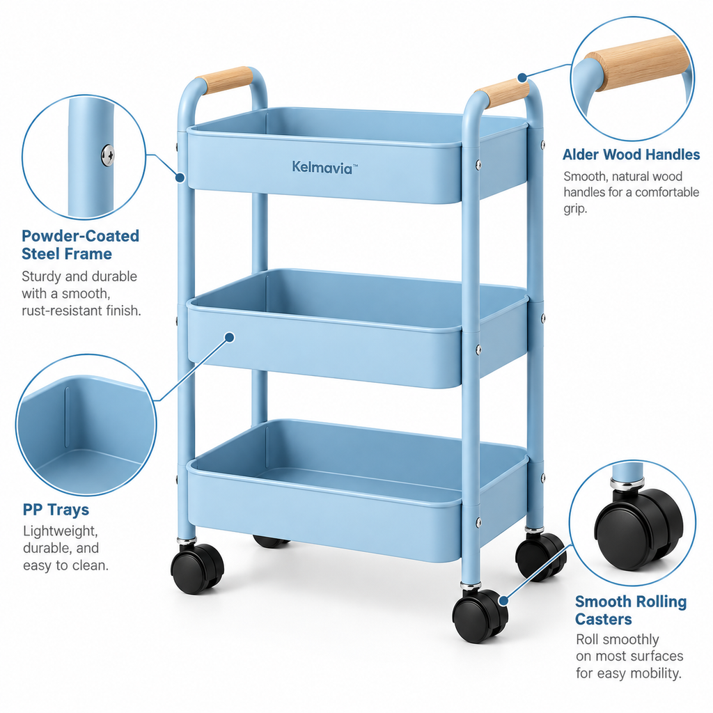 Kelmavia™ Sky Three-Tier Organizer Cart