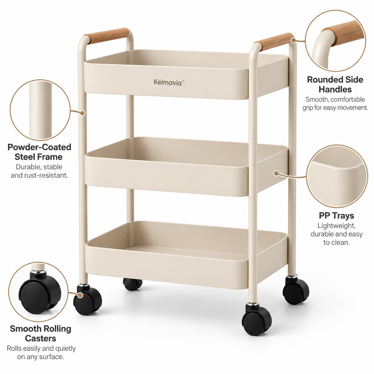 Kelmavia™ Alder Handle Storage Cart