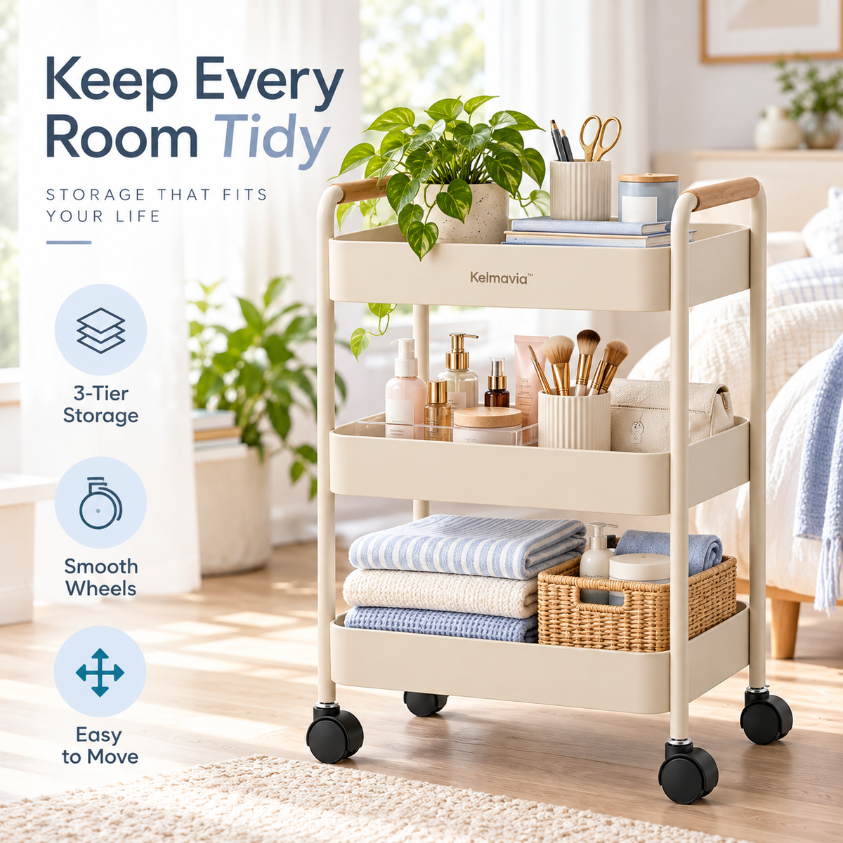 Kelmavia™ Alder Handle Storage Cart