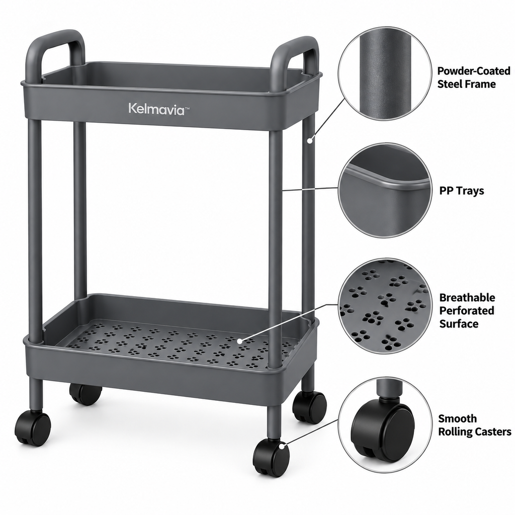 Kelmavia™ Slate Two-Tier Utility Cart