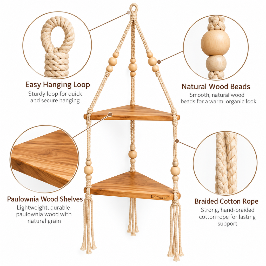 Kelmavia™ Meadow Rope Hanging Shelves