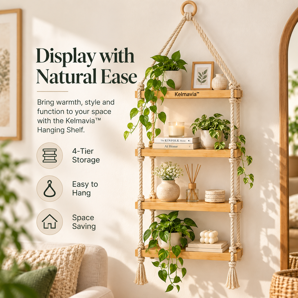 Kelmavia™ Natural Ladder Hanging Shelf